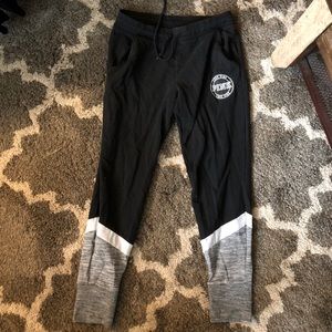 Gray and black joggers